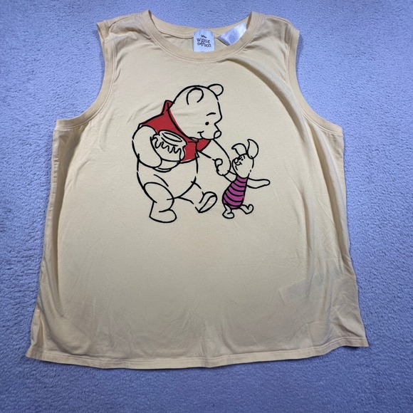 Disney Tops - Disney Winnie the Pooh Tank Top Women XL Yellow Piglet Graphic Tee Sleeveless